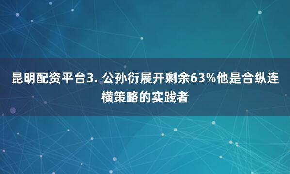 昆明配资平台3. 公孙衍展开剩余63%他是合纵连横策略的实践者